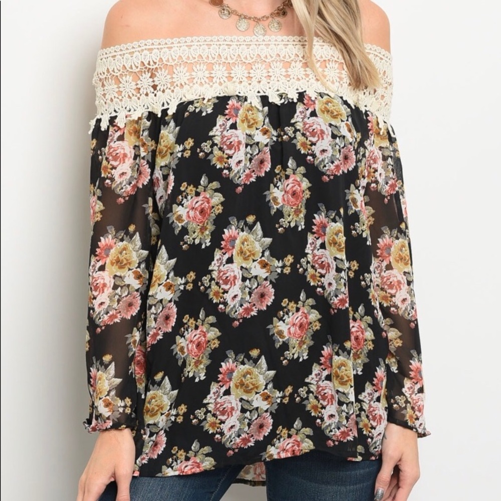 Off the shoulder blouse.